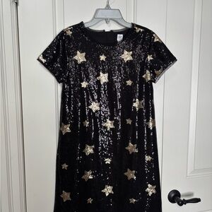 GAP Black and Gold Star Sequin Dress
